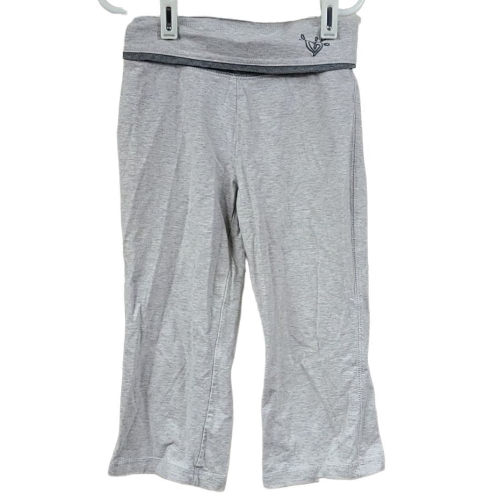 Justice Girls 7 Heather Gray Stretchy Fold waist Casual Knit Pants Straight Leg